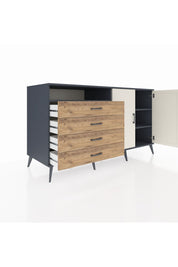 Kronos Konsol 3 Raflı 4 Çekmeceli 2 Kapaklı 176x59x99 Antrasit-Aytaşı/Çam