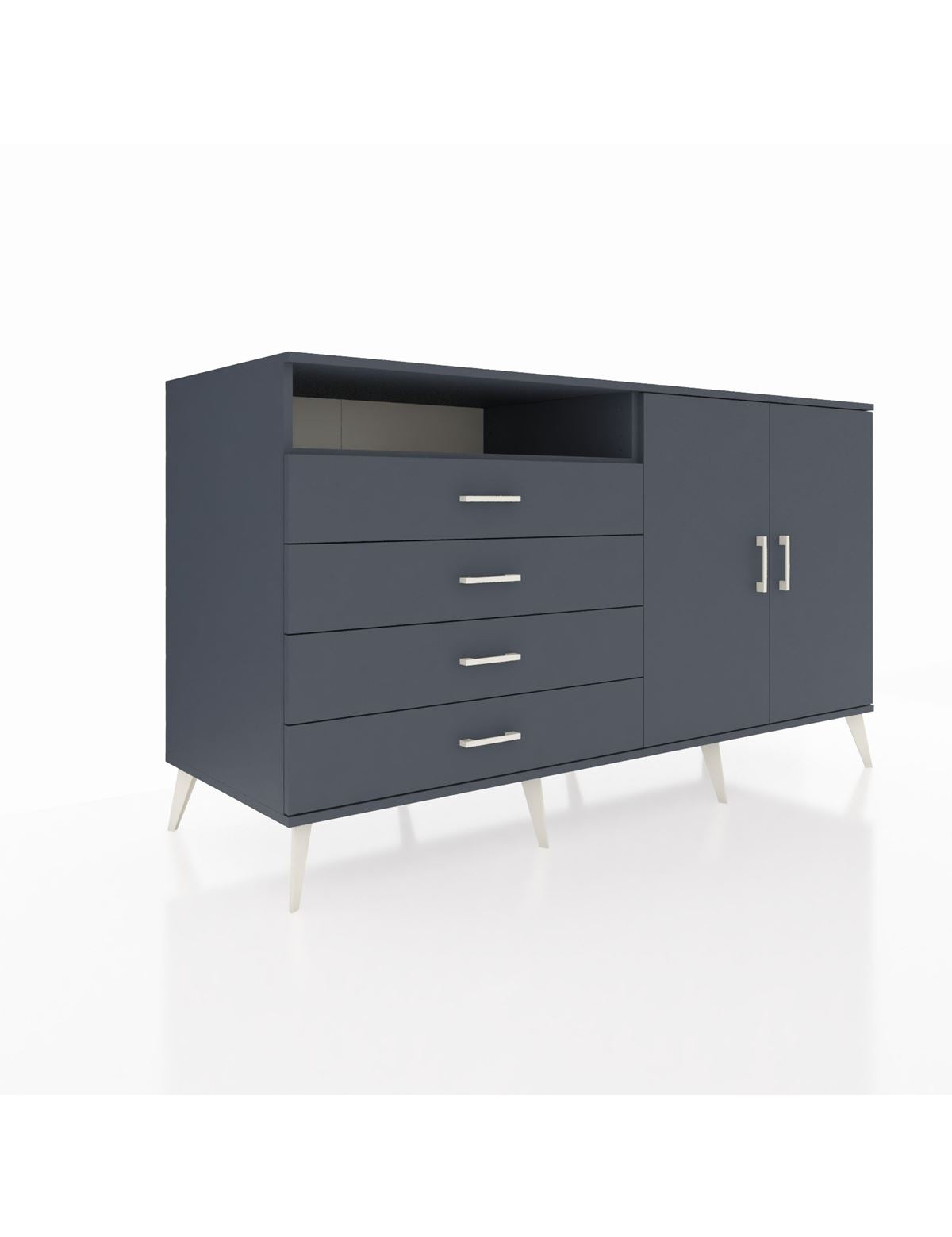 Kronos Konsol 3 Raflı 4 Çekmeceli 2 Kapaklı 176x59x99 Antrasit-Antrasit