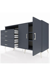 Kronos Konsol 3 Raflı 4 Çekmeceli 2 Kapaklı 176x59x99 Antrasit-Antrasit