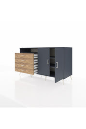 Kronos Konsol 3 Raflı 4 Çekmeceli 2 Kapaklı 176x59x99 Antrasit-Antrasit/Çam