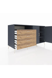 Kronos Konsol 3 Raflı 4 Çekmeceli 2 Kapaklı 176x59x99 Antrasit-Antrasit/Çam