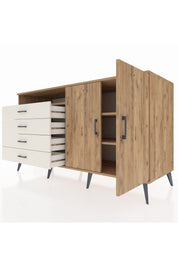 Kronos Konsol 3 Raflı 4 Çekmeceli 2 Kapaklı 176x59x99 Çam-Çam/Aytaşı