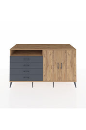 Kronos Konsol 3 Raflı 4 Çekmeceli 2 Kapaklı 176x59x99 Çam-Çam/Antrasit