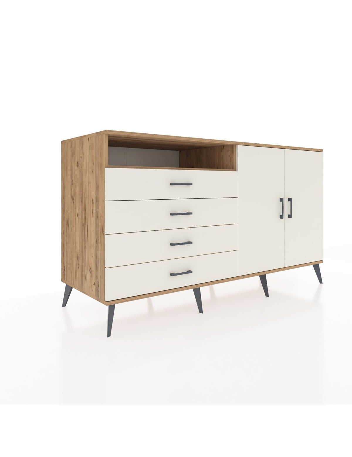 Kronos Konsol 3 Raflı 4 Çekmeceli 2 Kapaklı 176x59x99 Çam-Aytaşı