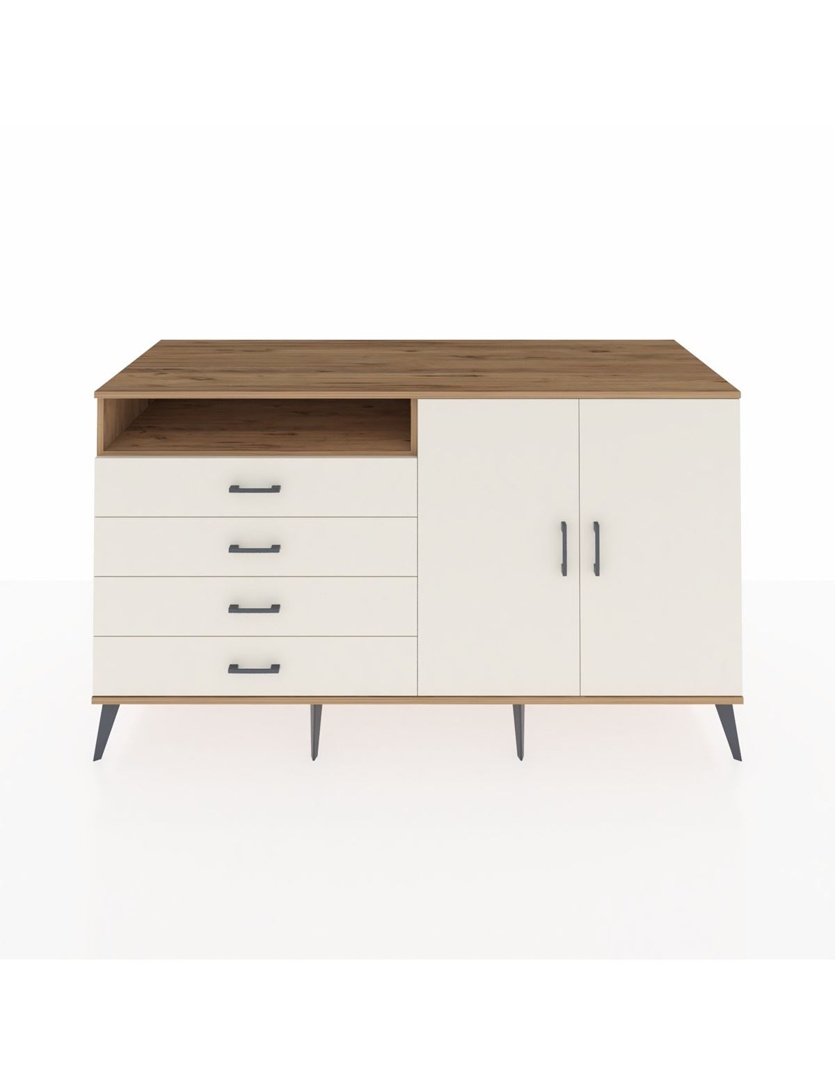 Kronos Konsol 3 Raflı 4 Çekmeceli 2 Kapaklı 176x59x99 Çam-Aytaşı