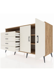 Kronos Konsol 3 Raflı 4 Çekmeceli 2 Kapaklı 176x59x99 Çam-Aytaşı