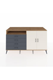 Kronos Konsol 3 Raflı 4 Çekmeceli 2 Kapaklı 176x59x99 Çam-Aytaşı/Antrasit