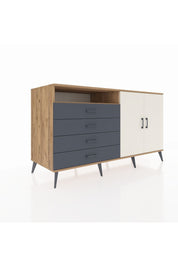 Kronos Konsol 3 Raflı 4 Çekmeceli 2 Kapaklı 176x59x99 Çam-Aytaşı/Antrasit