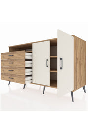 Kronos Konsol 3 Raflı 4 Çekmeceli 2 Kapaklı 176x59x99 Çam-Aytaşı/Çam