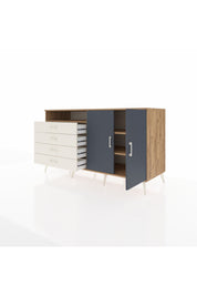 Kronos Konsol 3 Raflı 4 Çekmeceli 2 Kapaklı 176x59x99 Çam-Antrasit/Aytaşı