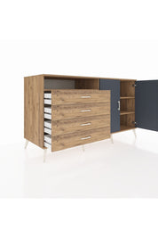 Kronos Konsol 3 Raflı 4 Çekmeceli 2 Kapaklı 176x59x99 Çam-Antrasit/Çam