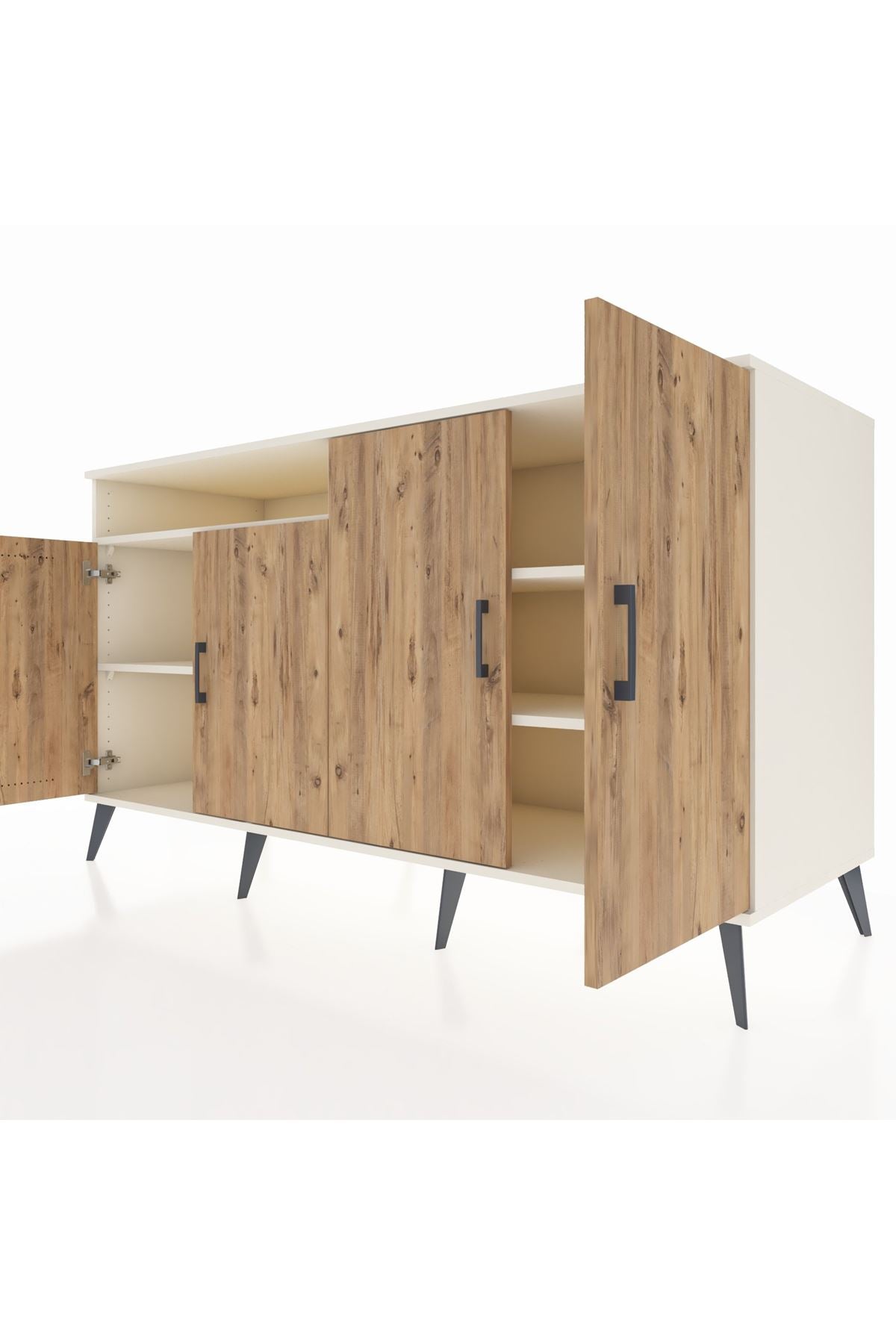 Kronos Konsol 4 Raflı 4 Kapaklı 176x59x99 Aytaşı-Çam/Aytaşı