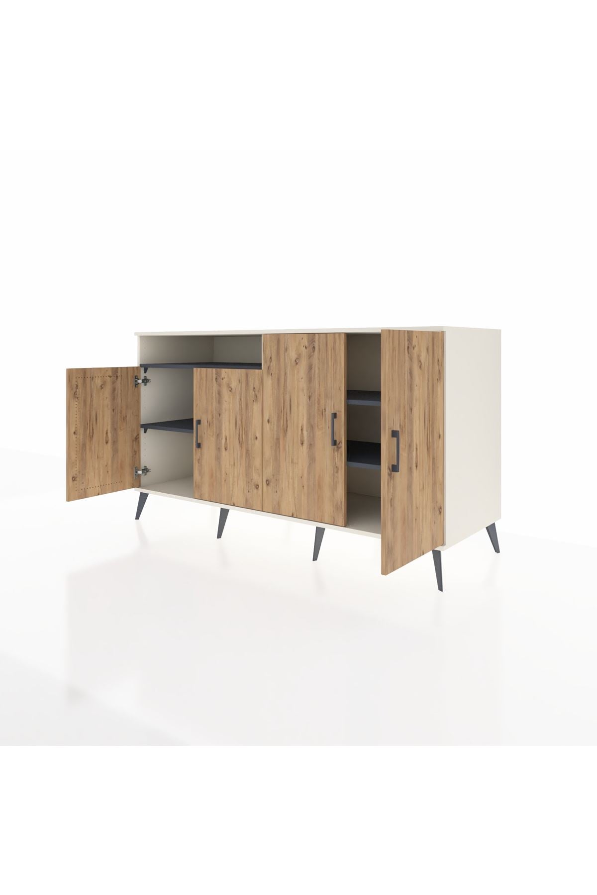 Kronos Konsol 4 Raflı 4 Kapaklı 176x59x99 Aytaşı-Çam/Antrasit