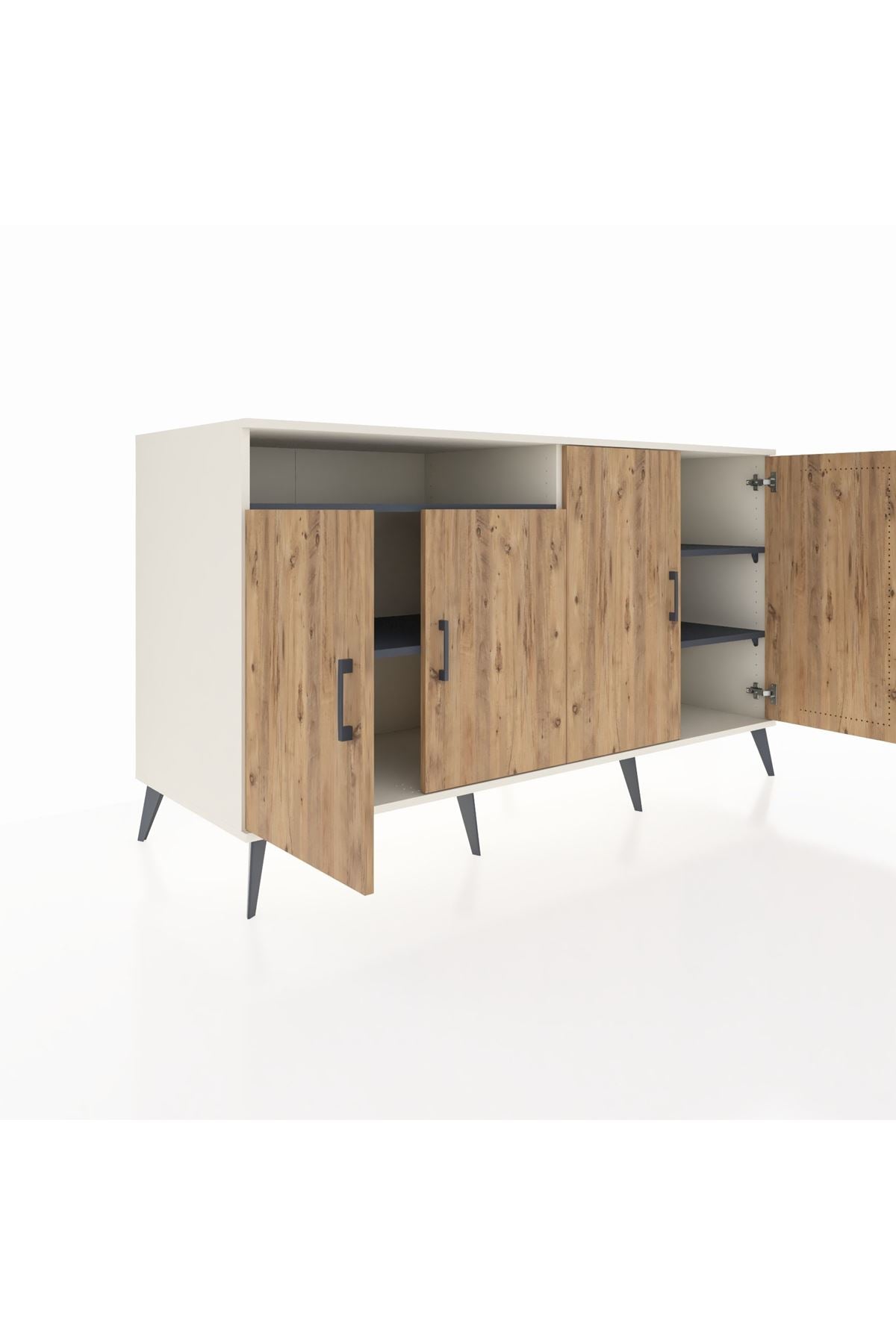 Kronos Konsol 4 Raflı 4 Kapaklı 176x59x99 Aytaşı-Çam/Antrasit