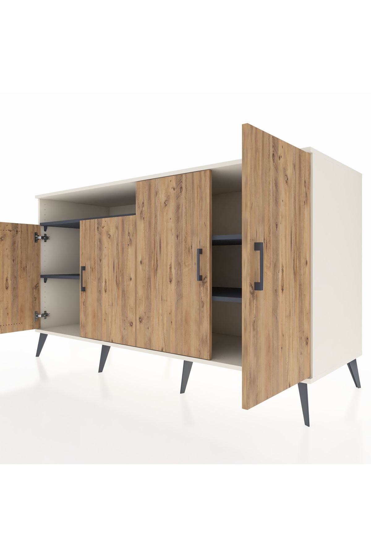 Kronos Konsol 4 Raflı 4 Kapaklı 176x59x99 Aytaşı-Çam/Antrasit