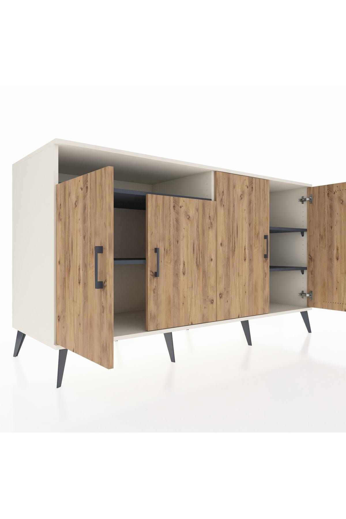 Kronos Konsol 4 Raflı 4 Kapaklı 176x59x99 Aytaşı-Çam/Antrasit