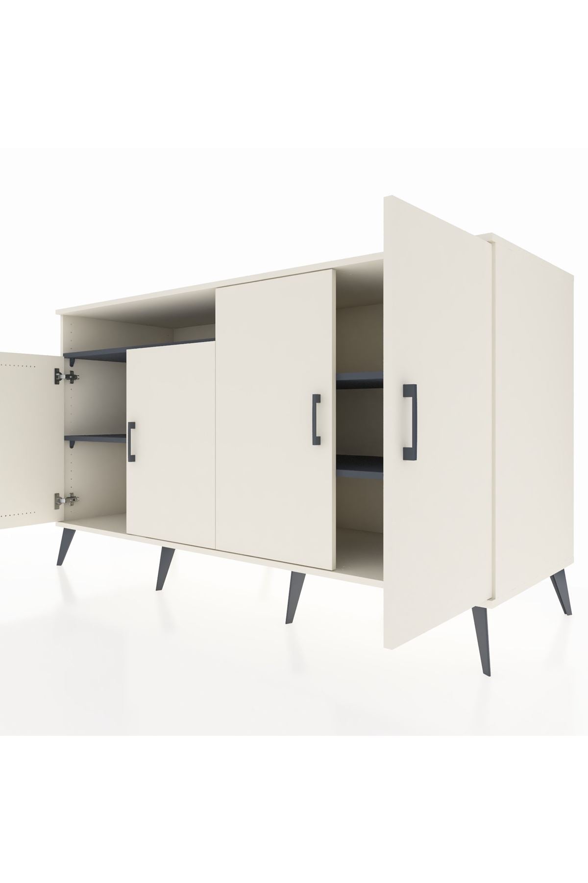 Kronos Konsol 4 Raflı 4 Kapaklı 176x59x99 Aytaşı-Aytaşı/Antrasit