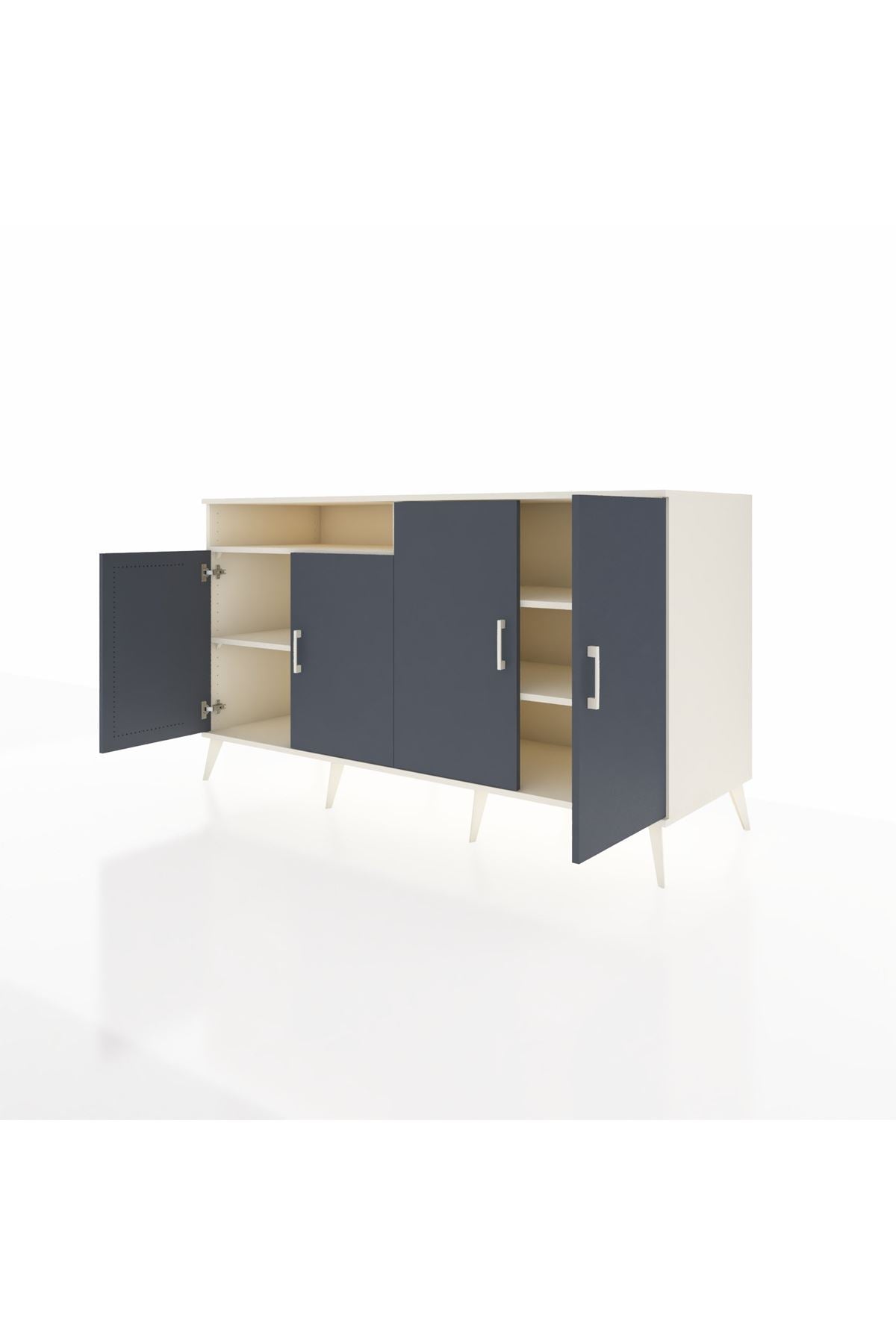 Kronos Konsol 4 Raflı 4 Kapaklı 176x59x99 Aytaşı-Antrasit/Aytaşı