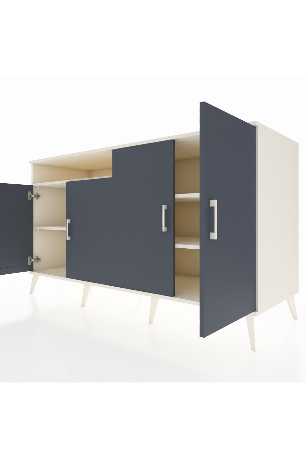 Kronos Konsol 4 Raflı 4 Kapaklı 176x59x99 Aytaşı-Antrasit/Aytaşı