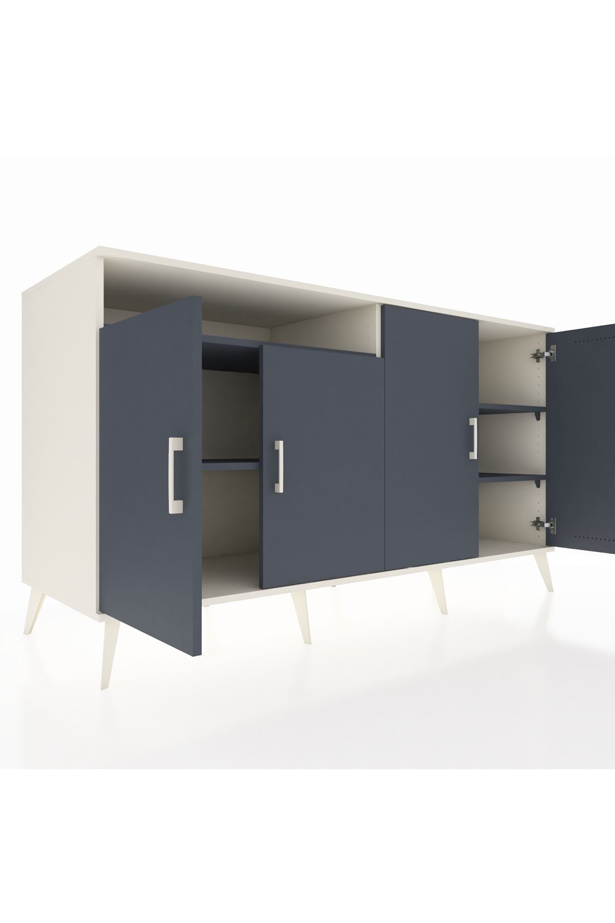 Kronos Konsol 4 Raflı 4 Kapaklı 176x59x99 Aytaşı-Antrasit