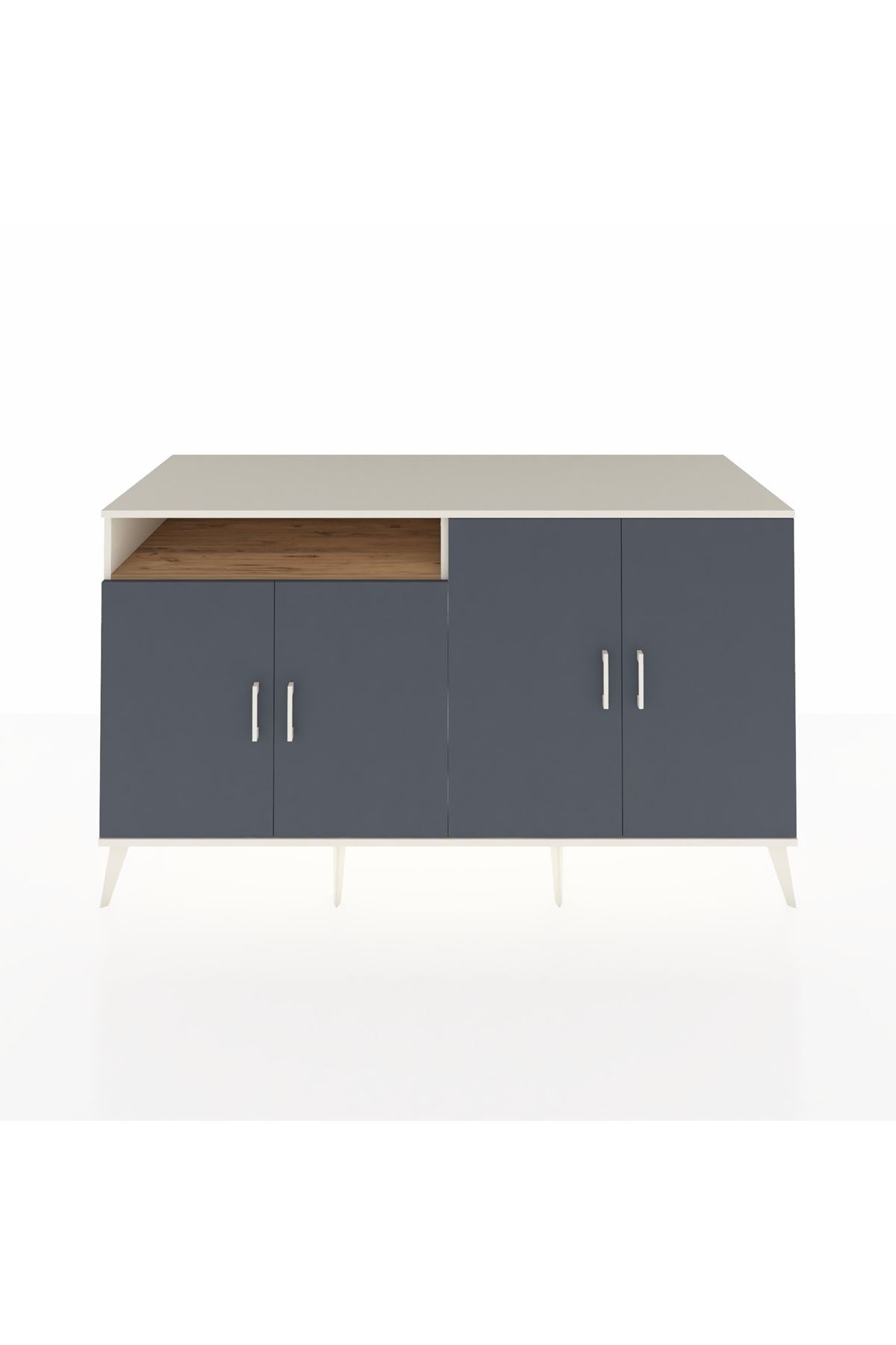 Kronos Konsol 4 Raflı 4 Kapaklı 176x59x99 Aytaşı-Antrasit/Çam