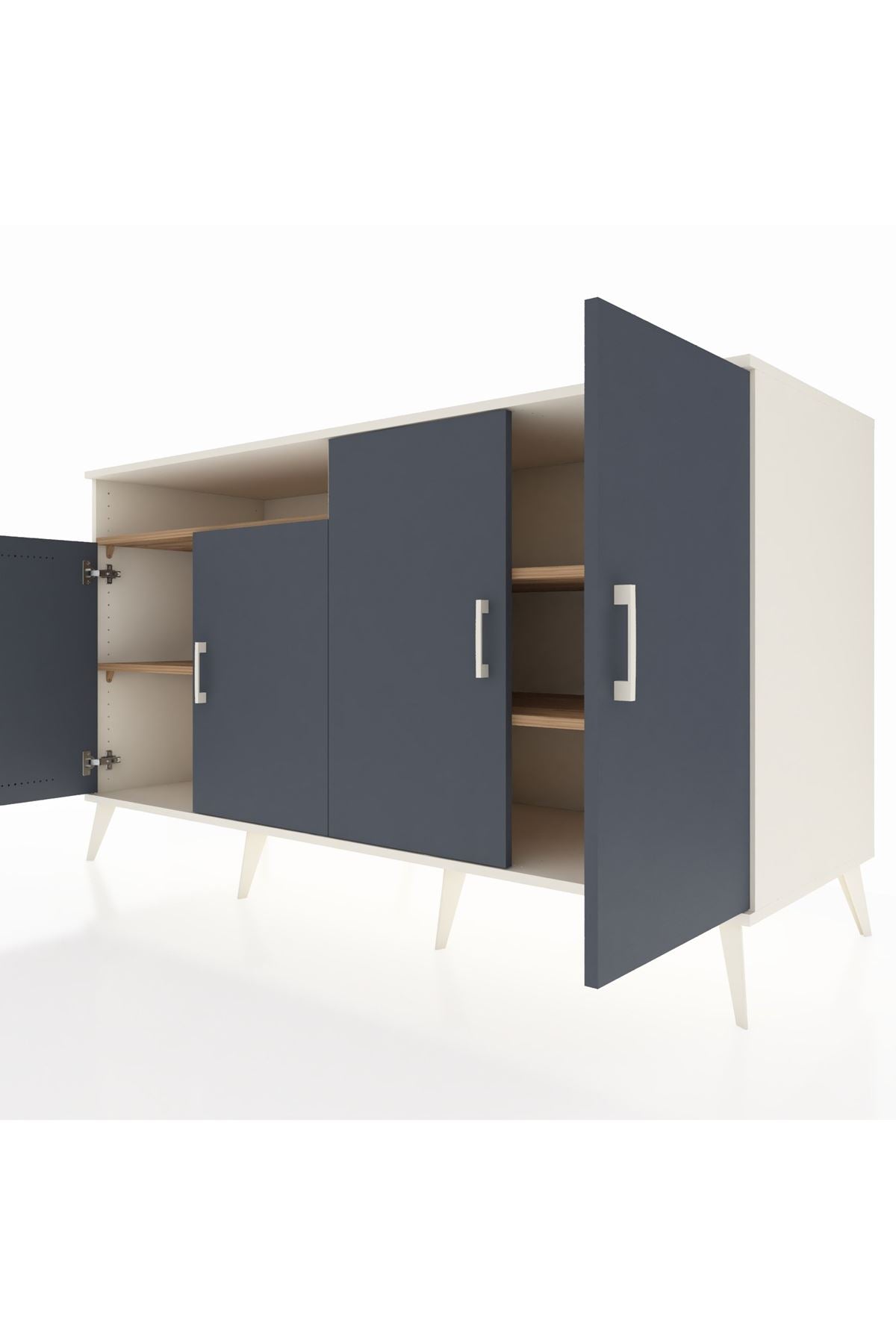 Kronos Konsol 4 Raflı 4 Kapaklı 176x59x99 Aytaşı-Antrasit/Çam