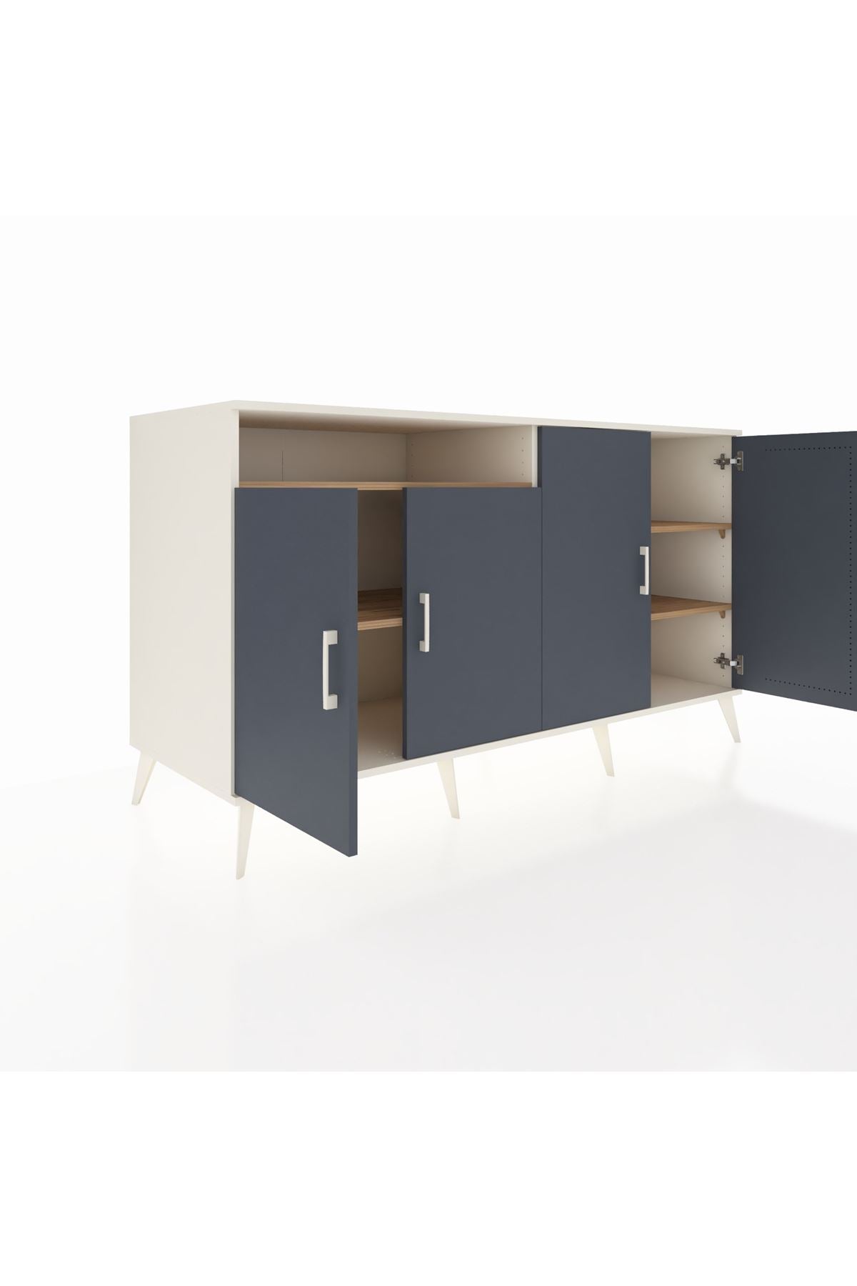 Kronos Konsol 4 Raflı 4 Kapaklı 176x59x99 Aytaşı-Antrasit/Çam