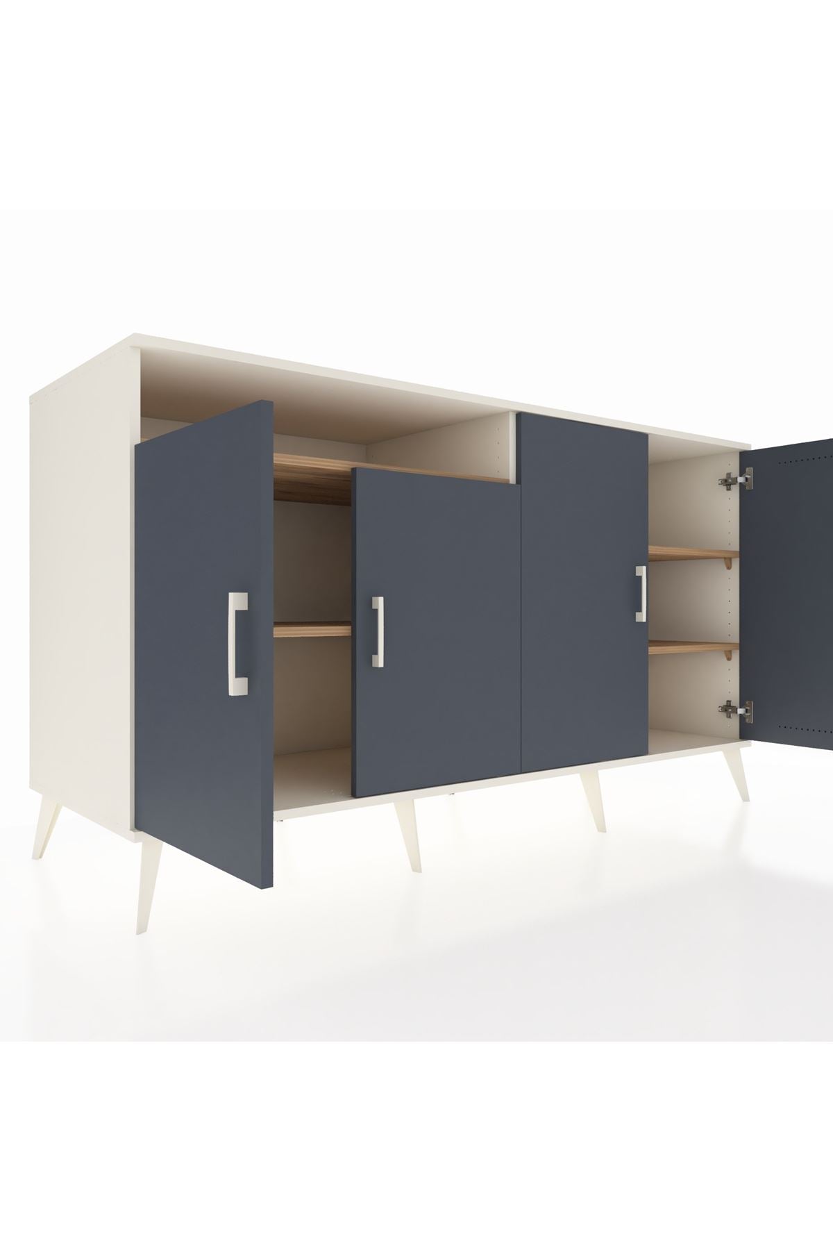 Kronos Konsol 4 Raflı 4 Kapaklı 176x59x99 Aytaşı-Antrasit/Çam