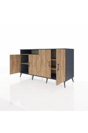 Kronos Konsol 4 Raflı 4 Kapaklı 176x59x99 Antrasit-Çam