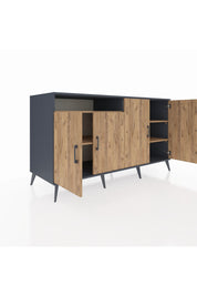 Kronos Konsol 4 Raflı 4 Kapaklı 176x59x99 Antrasit-Çam