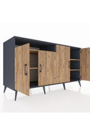 Kronos Konsol 4 Raflı 4 Kapaklı 176x59x99 Antrasit-Çam