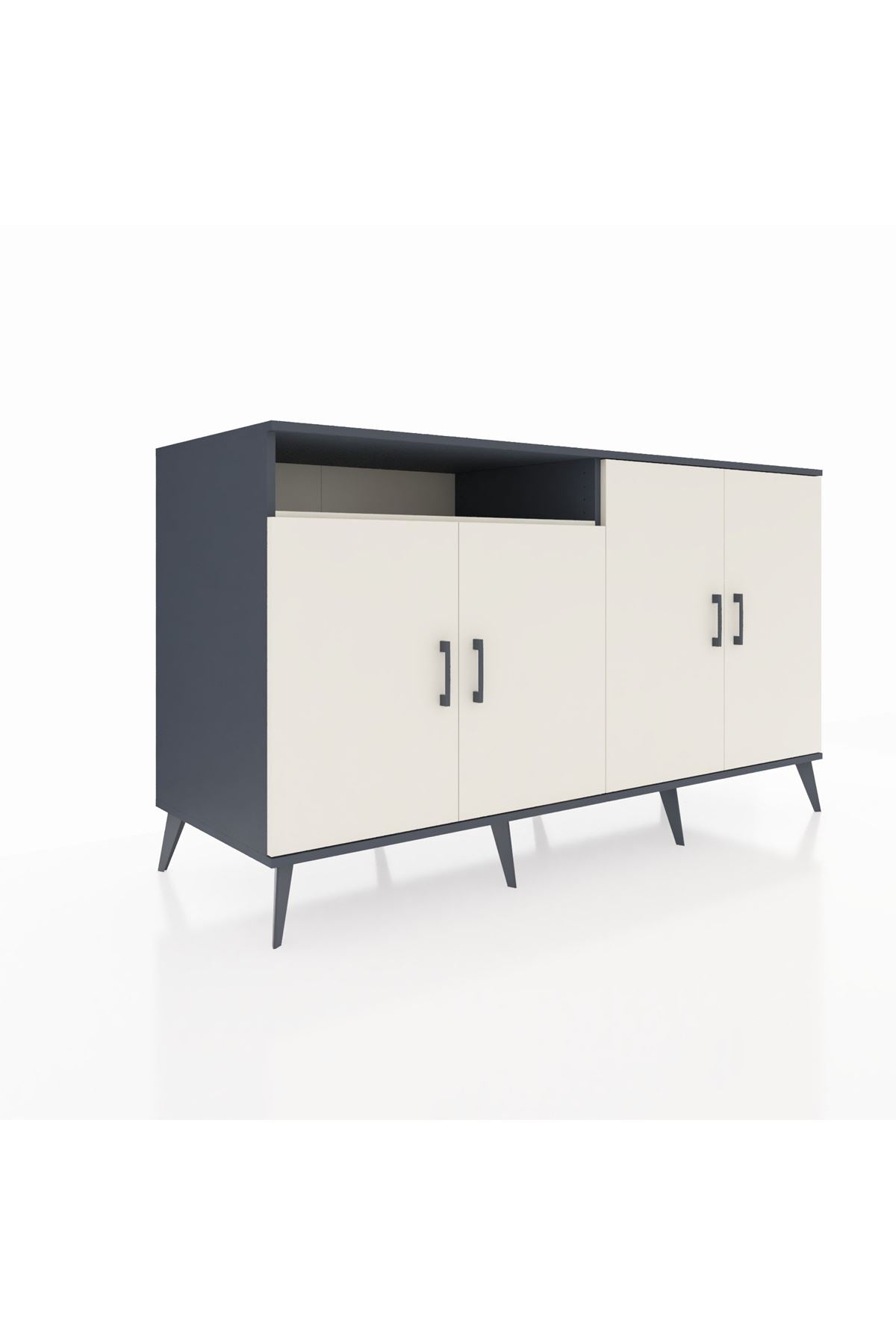 Kronos Konsol 4 Raflı 4 Kapaklı 176x59x99 Antrasit-Aytaşı