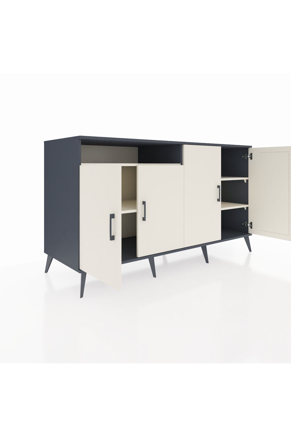 Kronos Konsol 4 Raflı 4 Kapaklı 176x59x99 Antrasit-Aytaşı