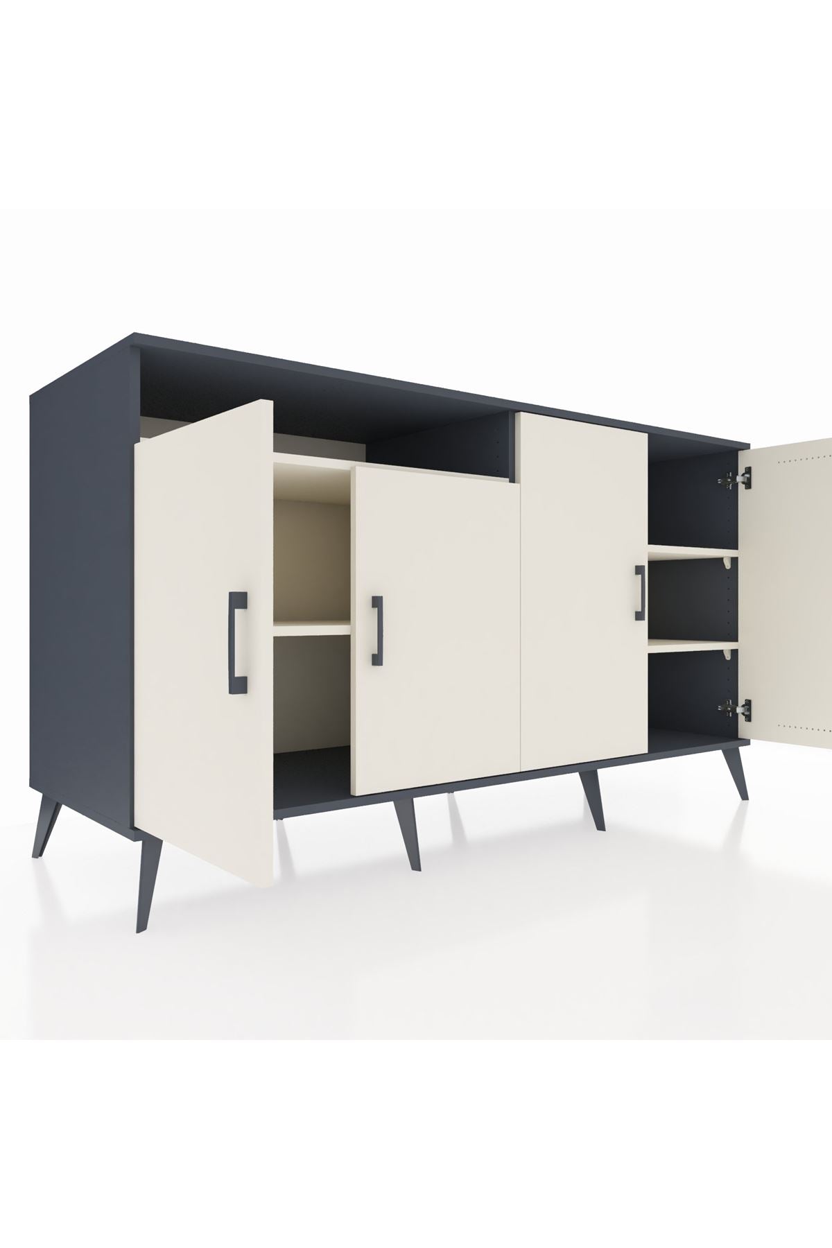 Kronos Konsol 4 Raflı 4 Kapaklı 176x59x99 Antrasit-Aytaşı