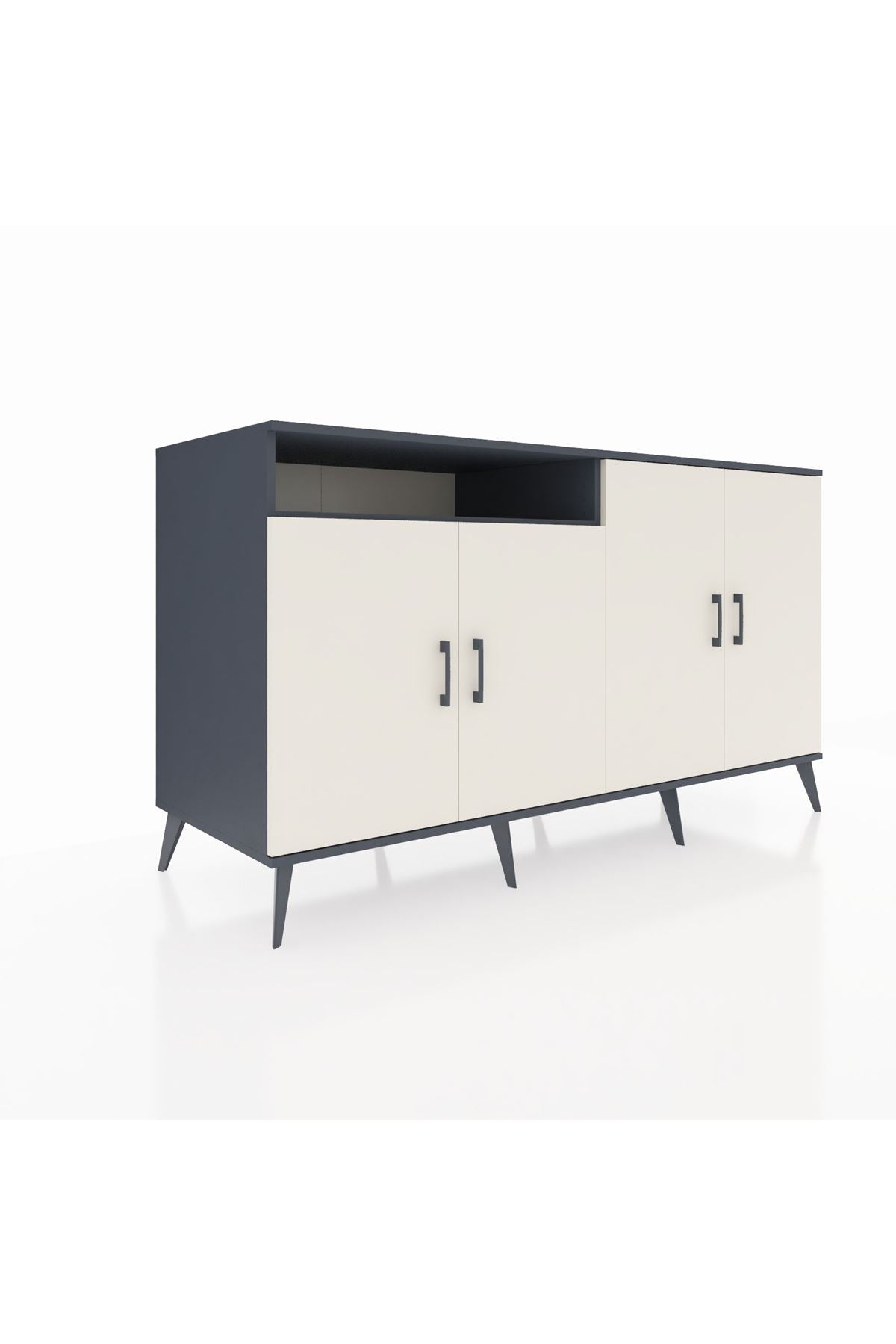 Kronos Konsol 4 Raflı 4 Kapaklı 176x59x99 Antrasit-Aytaşı/Antrasit