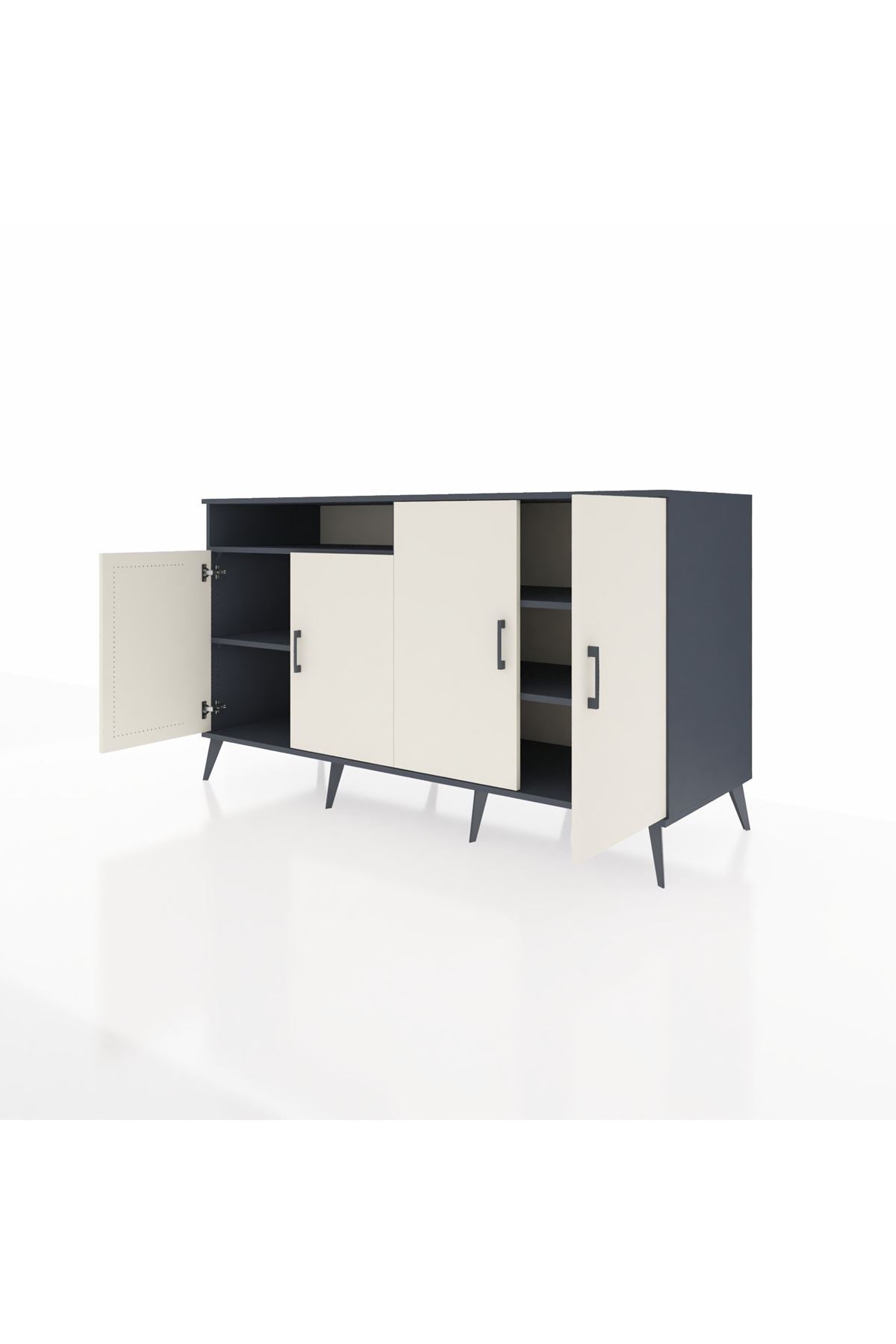 Kronos Konsol 4 Raflı 4 Kapaklı 176x59x99 Antrasit-Aytaşı/Antrasit