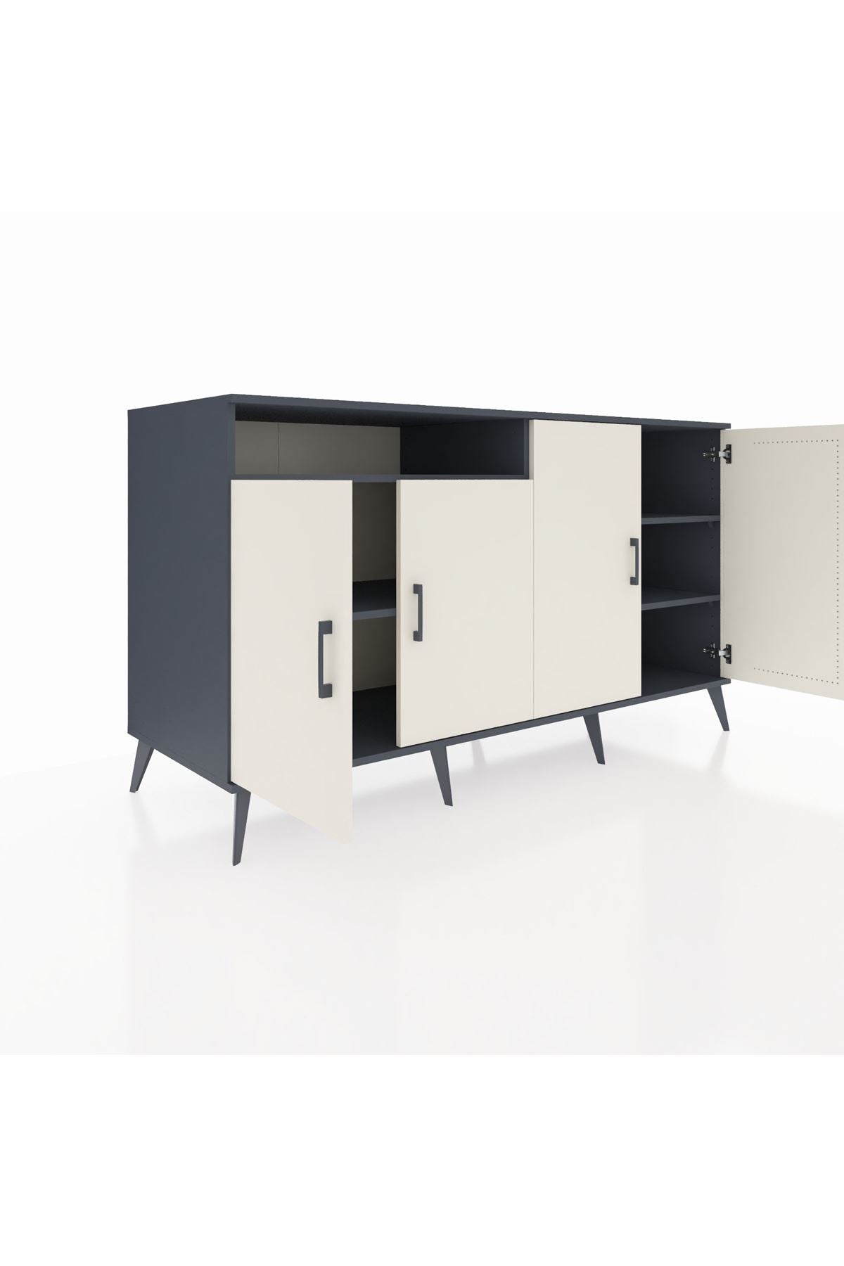 Kronos Konsol 4 Raflı 4 Kapaklı 176x59x99 Antrasit-Aytaşı/Antrasit