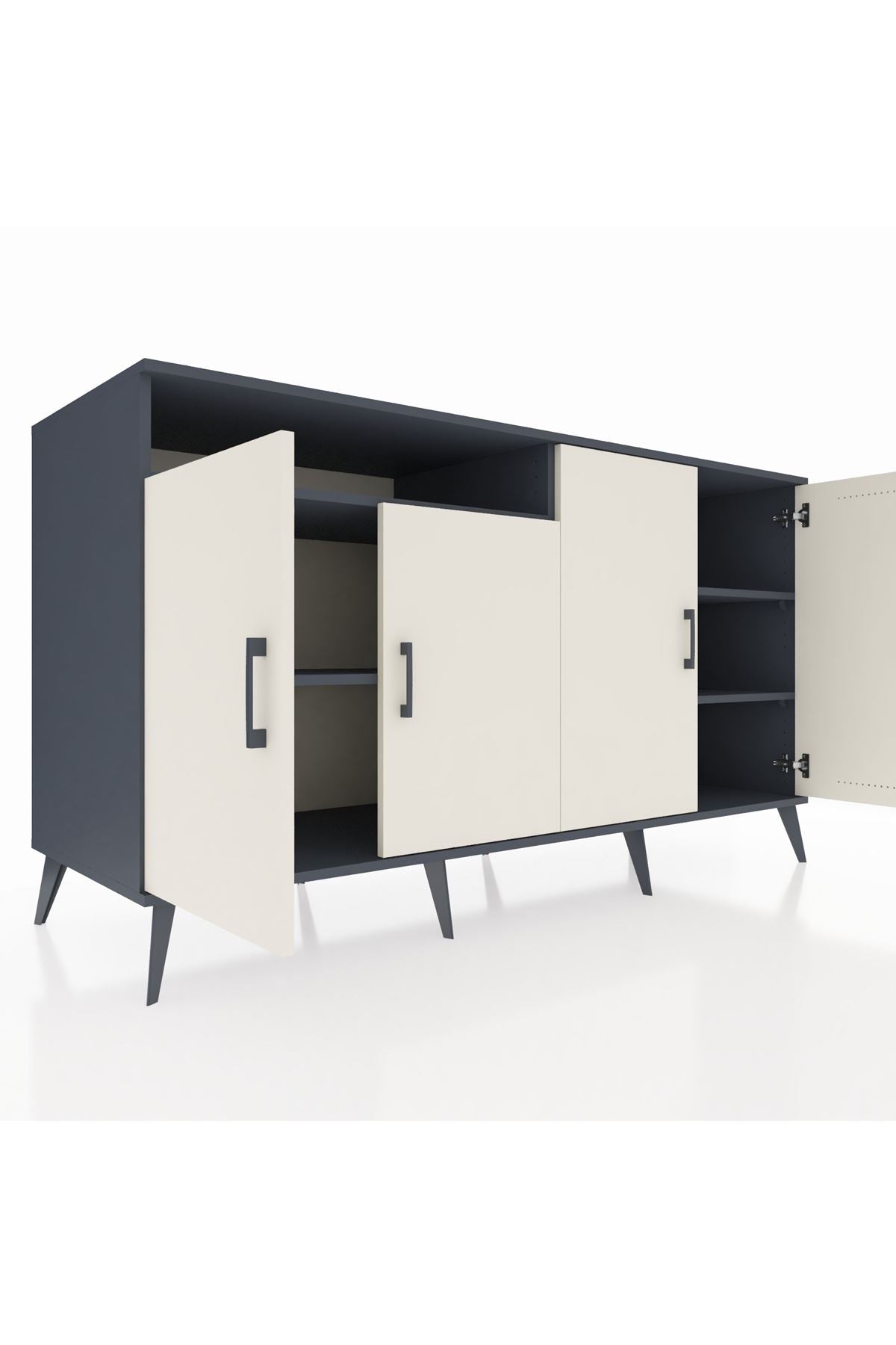 Kronos Konsol 4 Raflı 4 Kapaklı 176x59x99 Antrasit-Aytaşı/Antrasit