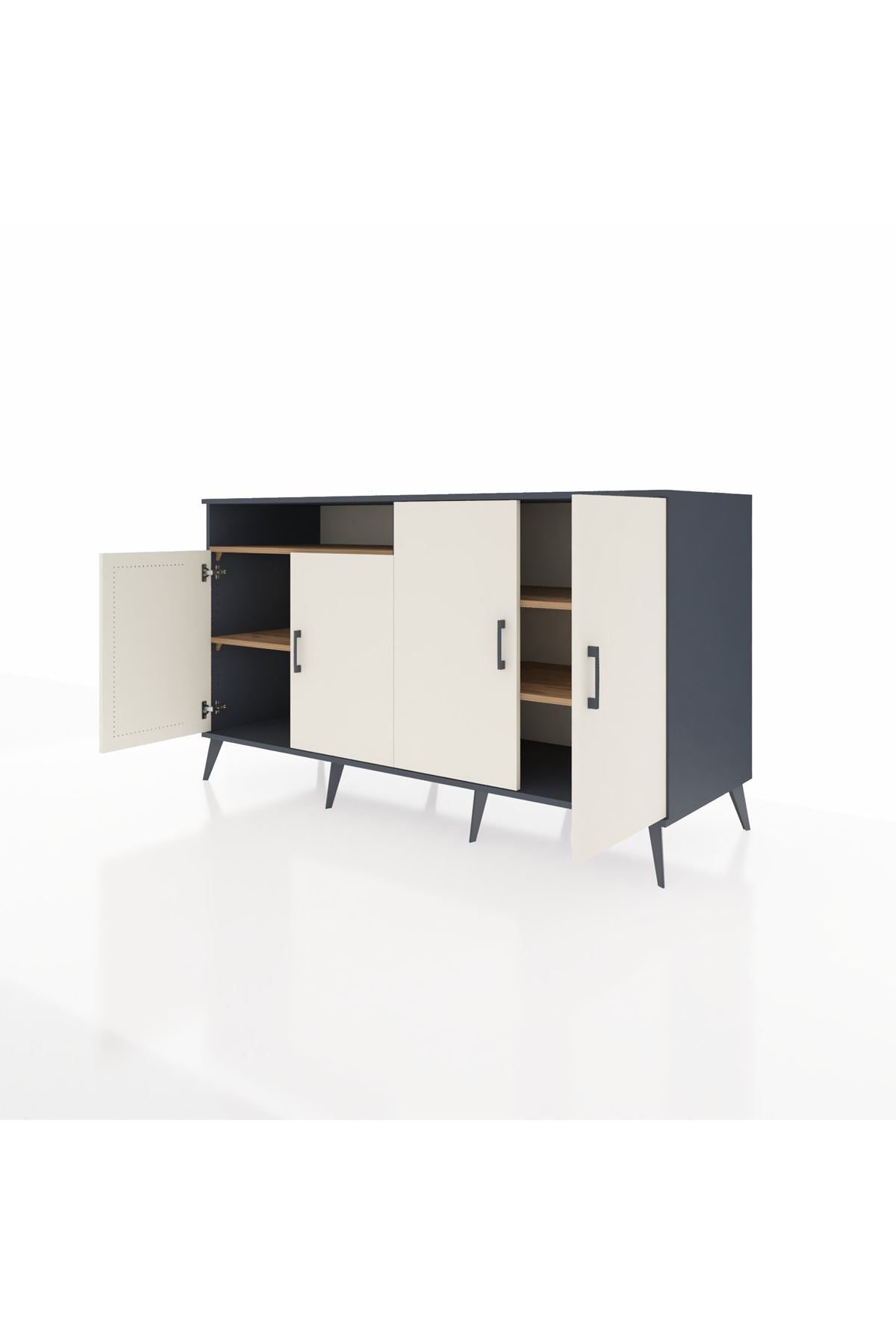 Kronos Konsol 4 Raflı 4 Kapaklı 176x59x99 Antrasit-Aytaşı/Çam