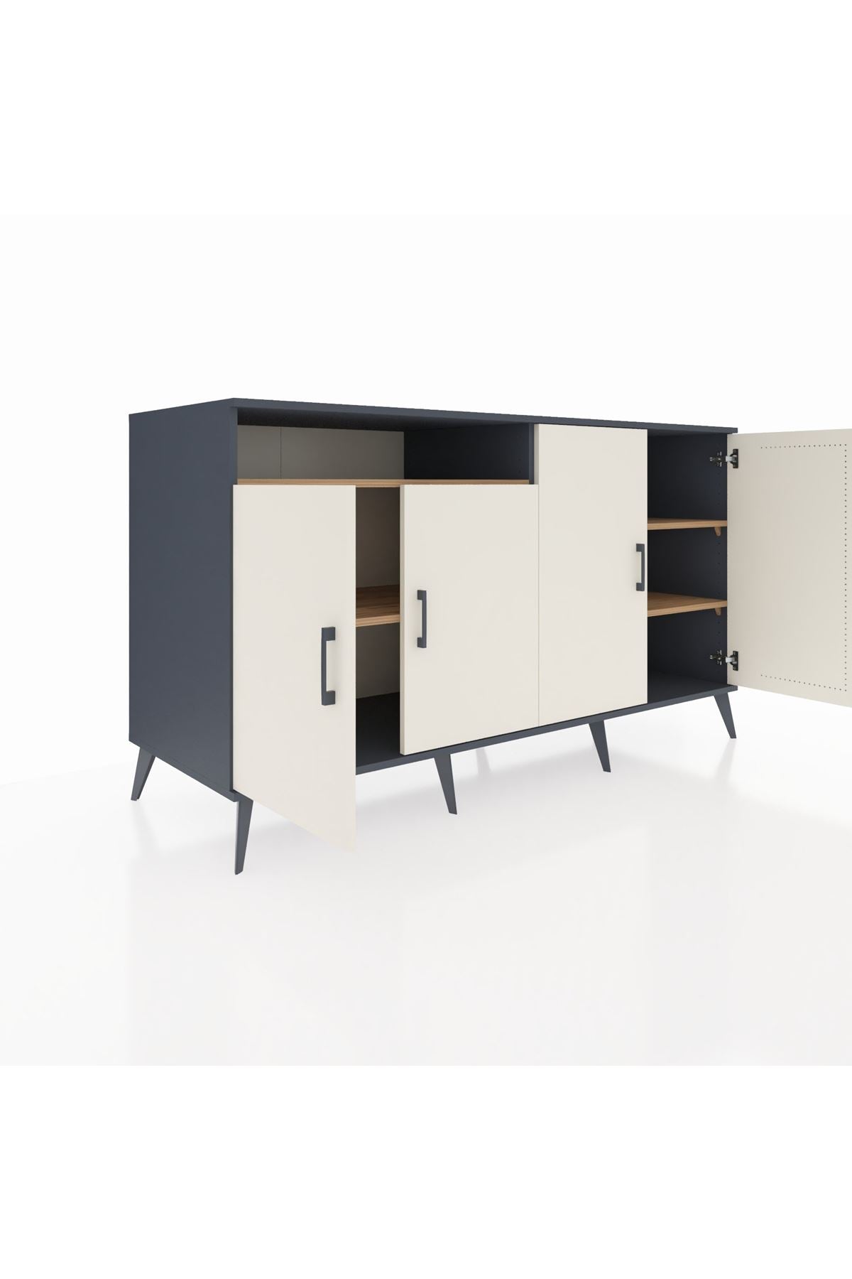 Kronos Konsol 4 Raflı 4 Kapaklı 176x59x99 Antrasit-Aytaşı/Çam