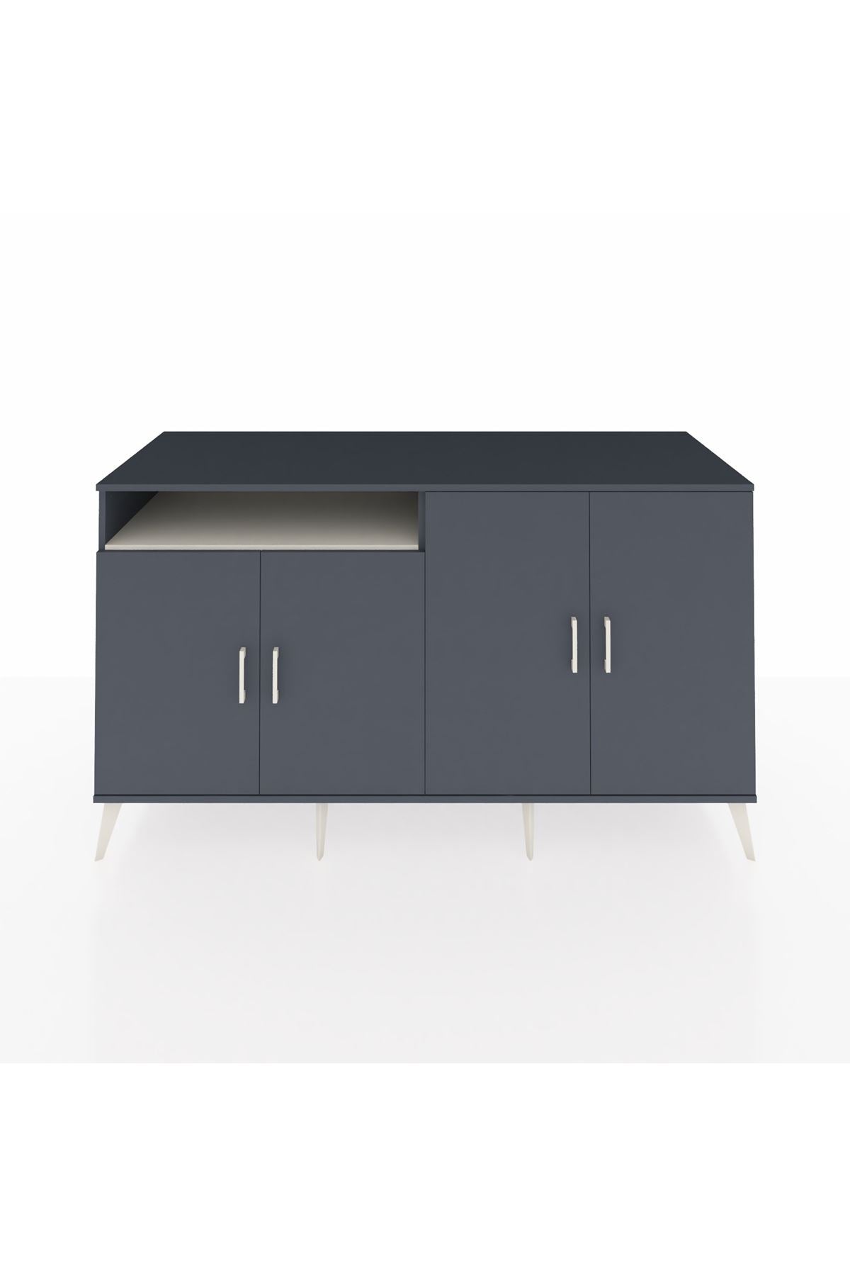 Kronos Konsol 4 Raflı 4 Kapaklı 176x59x99 Antrasit-Antrasit/Aytaşı