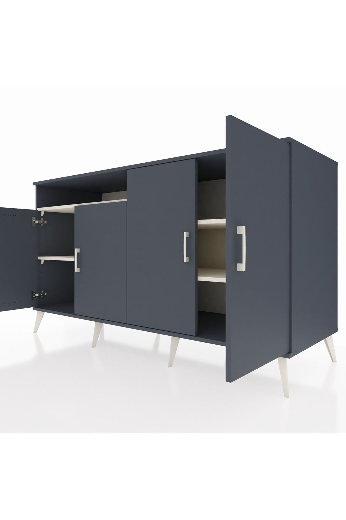 Kronos Konsol 4 Raflı 4 Kapaklı 176x59x99 Antrasit-Antrasit/Aytaşı