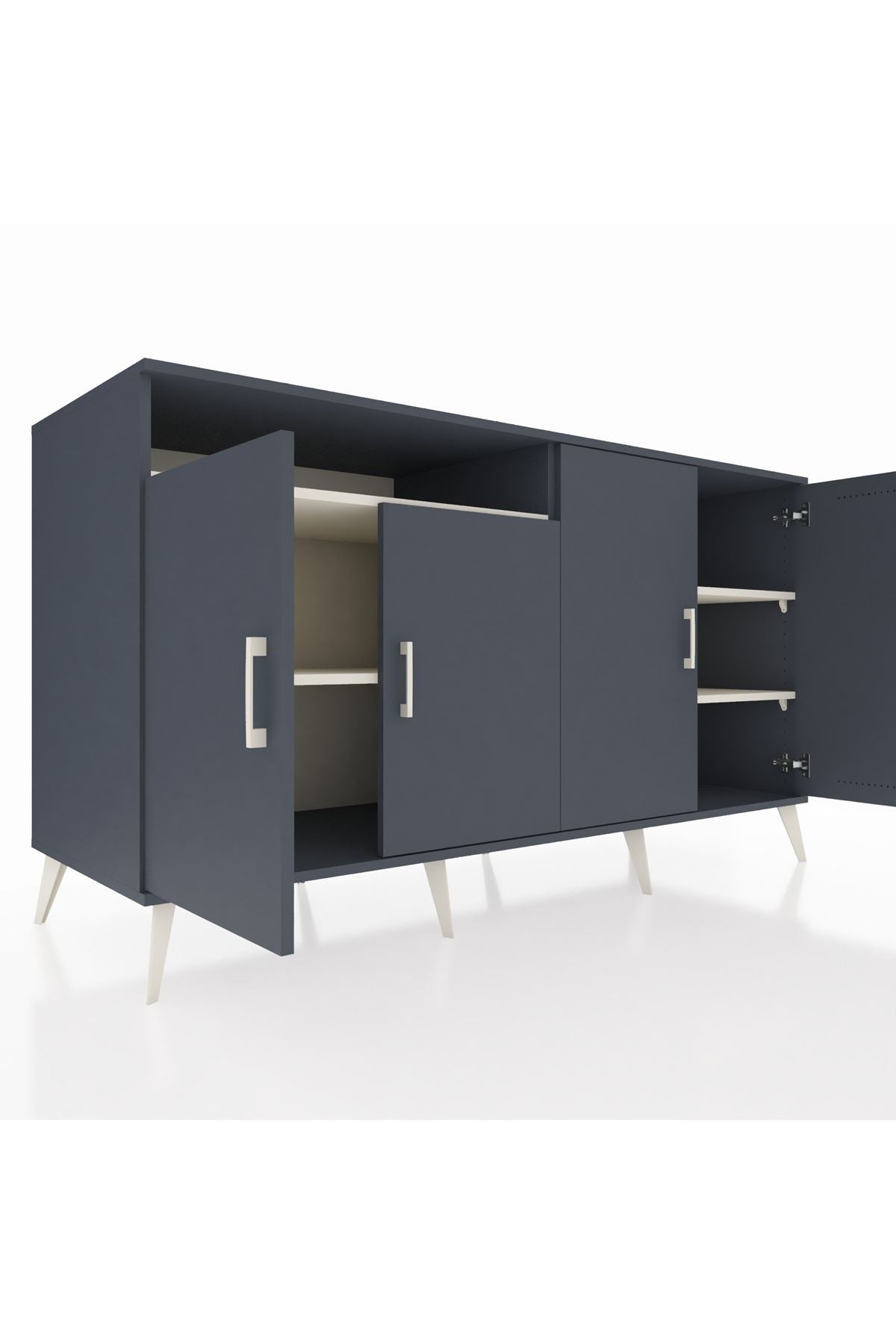 Kronos Konsol 4 Raflı 4 Kapaklı 176x59x99 Antrasit-Antrasit/Aytaşı