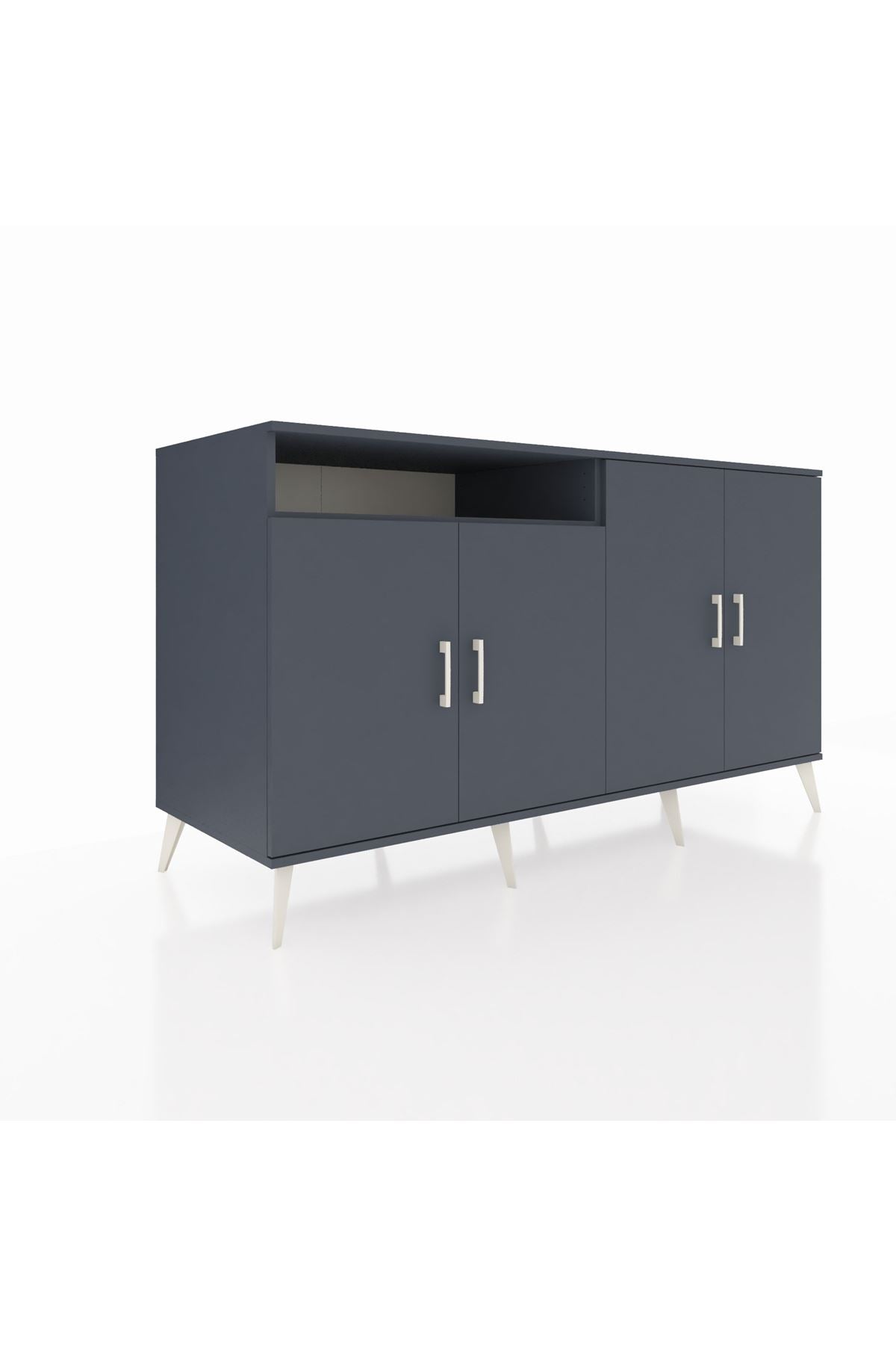 Kronos Konsol 4 Raflı 4 Kapaklı 176x59x99 Antrasit-Antrasit