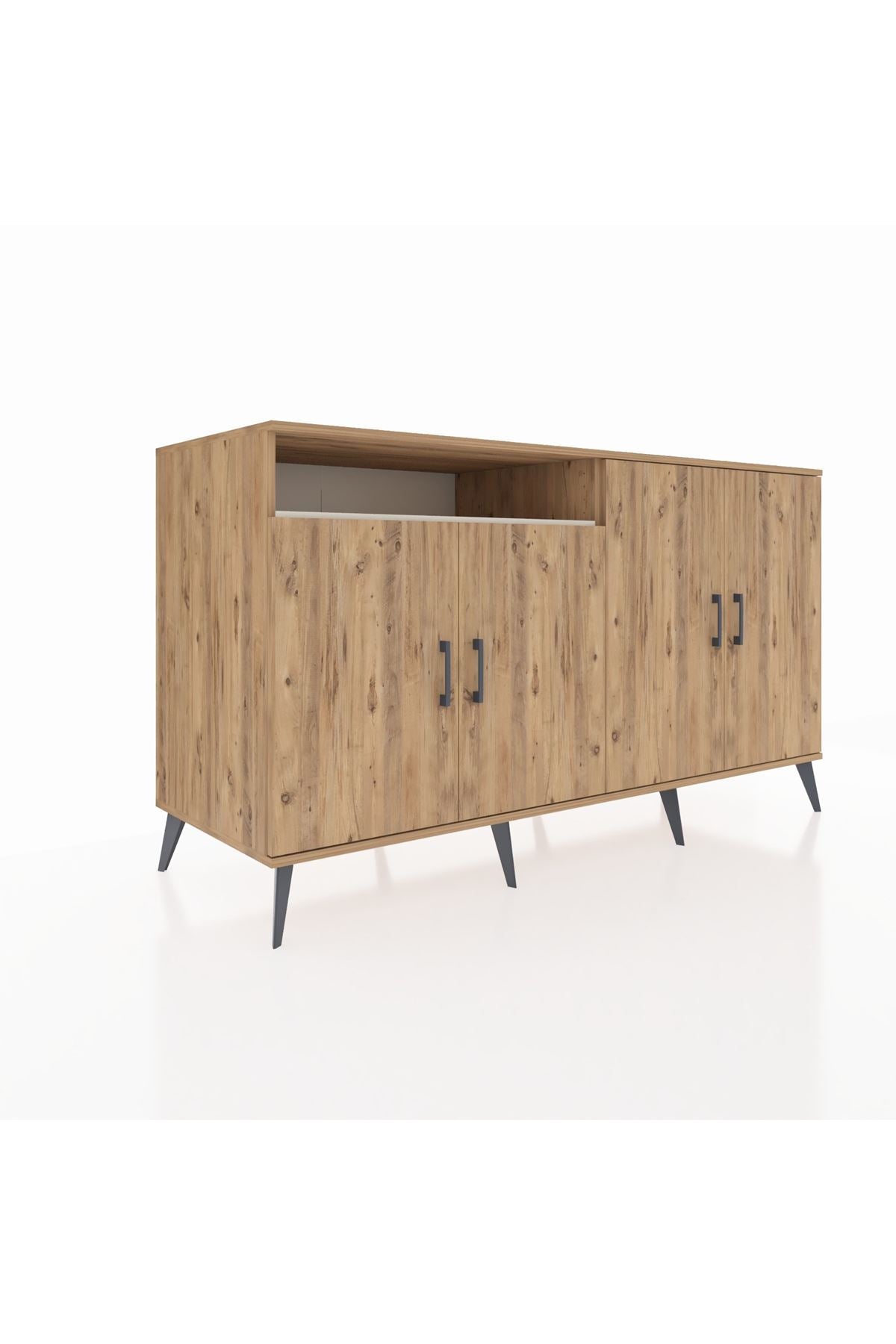 Kronos Konsol 4 Raflı 4 Kapaklı 176x59x99 Çam-Çam/Aytaşı