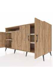 Kronos Konsol 4 Raflı 4 Kapaklı 176x59x99 Çam-Çam/Aytaşı