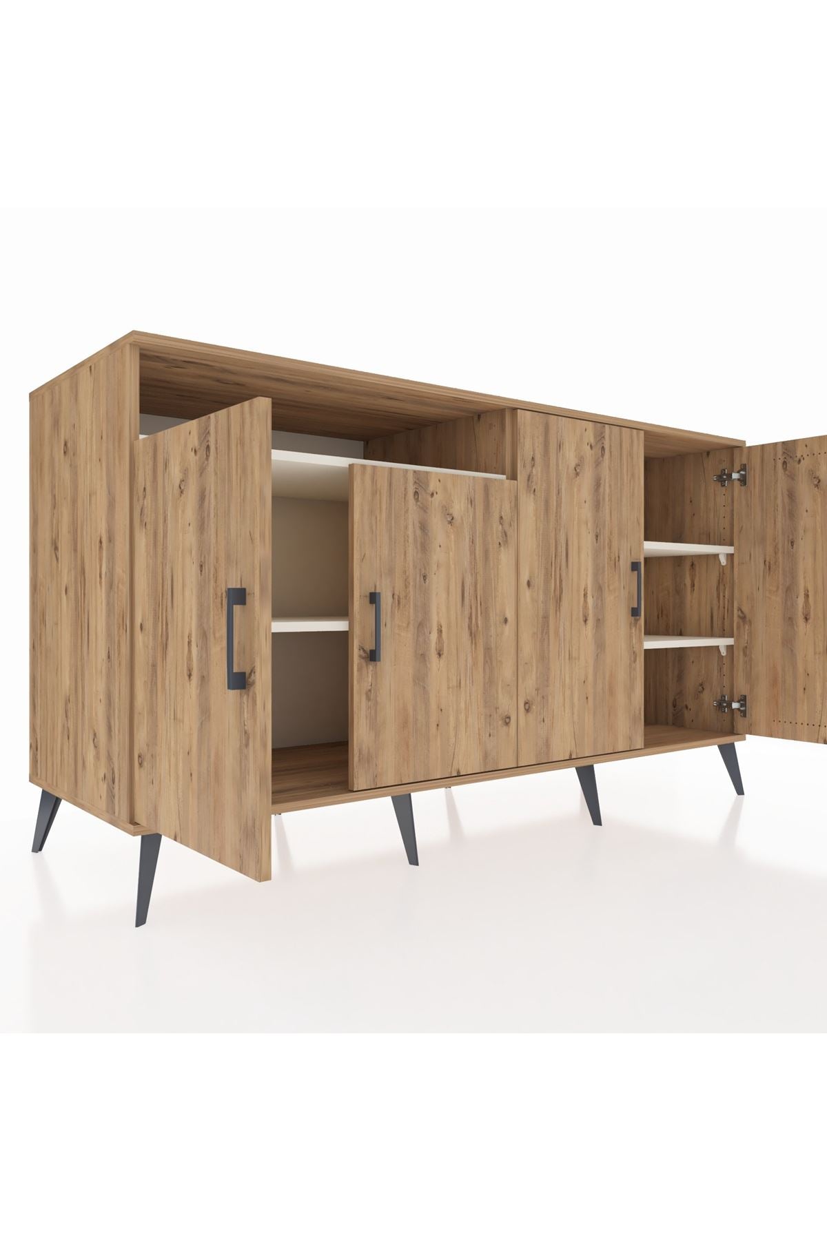 Kronos Konsol 4 Raflı 4 Kapaklı 176x59x99 Çam-Çam/Aytaşı