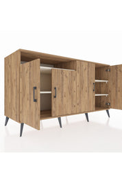 Kronos Konsol 4 Raflı 4 Kapaklı 176x59x99 Çam-Çam/Aytaşı