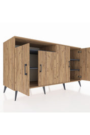 Kronos Konsol 4 Raflı 4 Kapaklı 176x59x99 Çam-Çam/Antrasit