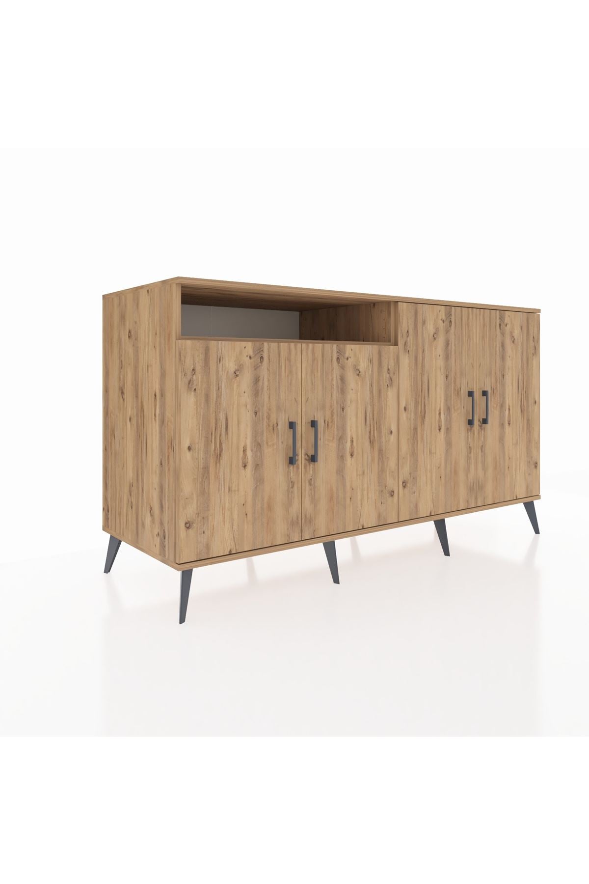 Kronos Konsol 4 Raflı 4 Kapaklı 176x59x99 Çam-Çam